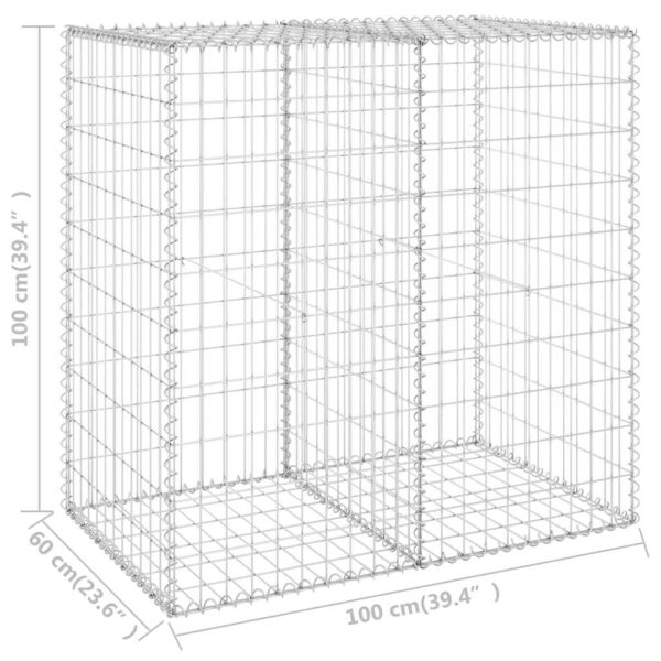 vidaXL Gabion Wall with Covers Galvanised Steel 100x60x100 cm - Image 7