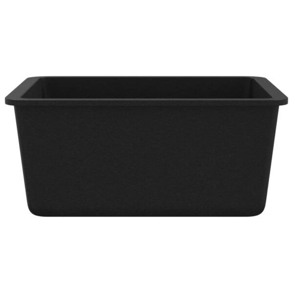 vidaXL Granite Kitchen Sink Single Basin Black - Image 5