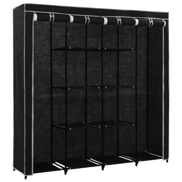 vidaXL Wardrobe with 4 Compartments Black 175x45x170 cm - Image 4
