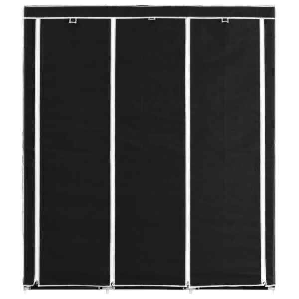 vidaXL Wardrobe with Compartments and Rods Black 150x45x175 cm Fabric - Image 4