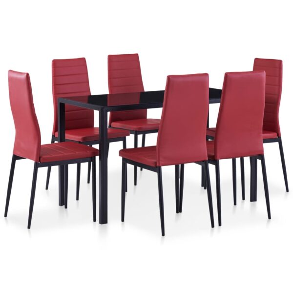 vidaXL Seven Piece Dining Set Wine Red - Image 1