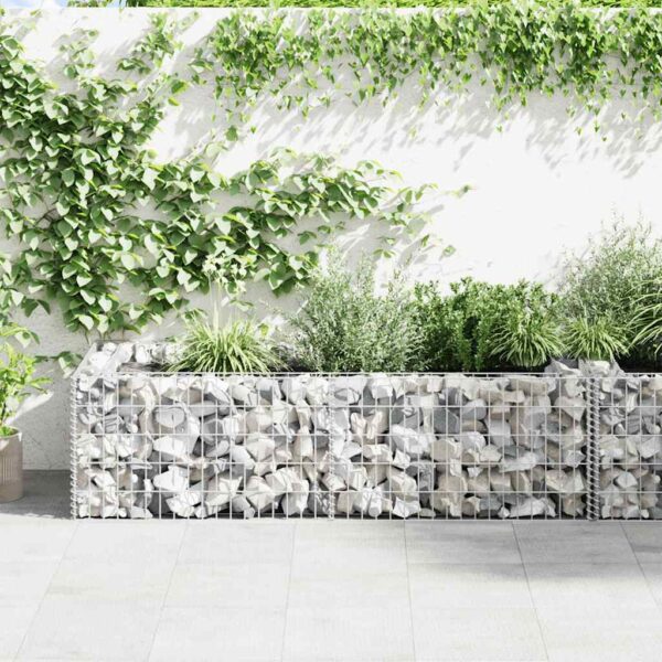 vidaXL Gabion Planter Galvanised Steel 180x90x50 cm - Image 3