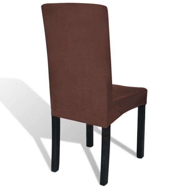 vidaXL Straight Stretchable Chair Cover 6 pcs Brown - Image 4