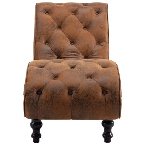 vidaXL Chaise Lounge Brown Faux Suede Leather - Image 3