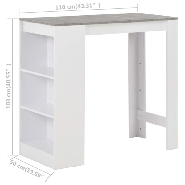 vidaXL Bar Table with Shelf White 110x50x103 cm - Image 6