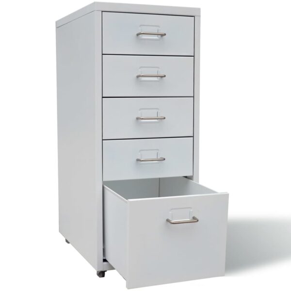 vidaXL File Cabinet with 5 Drawers Grey 68.5 cm Steel - Image 4