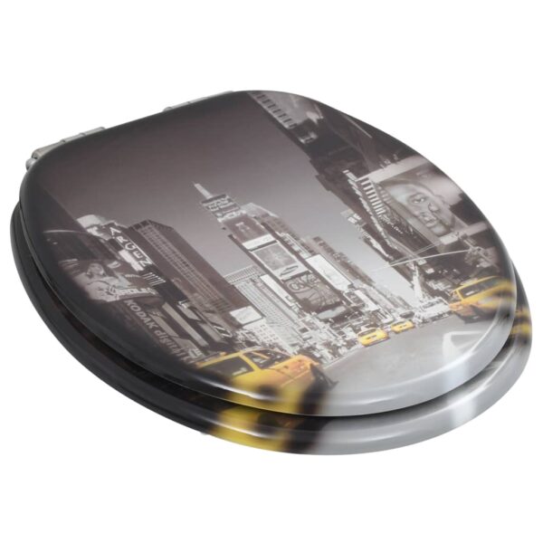 vidaXL WC Toilet Seats 2 pcs with Soft Close Lids MDF New York Design - Image 4