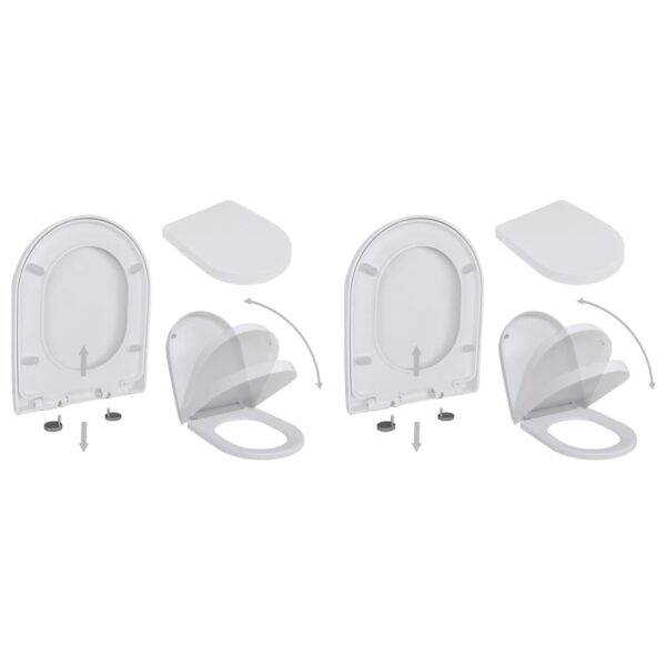vidaXL Toilet Seats with Soft Close Lids 2 pcs Plastic White - Image 1