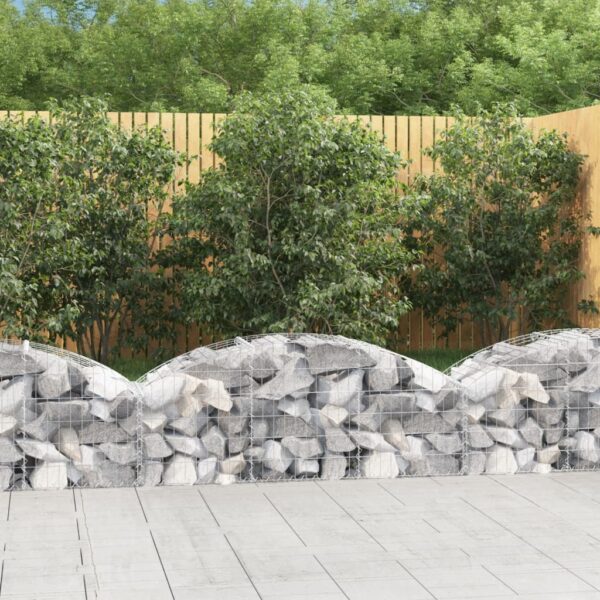 vidaXL Arched Gabion Basket 150x50x40/60 cm Galvanised Iron - Image 1