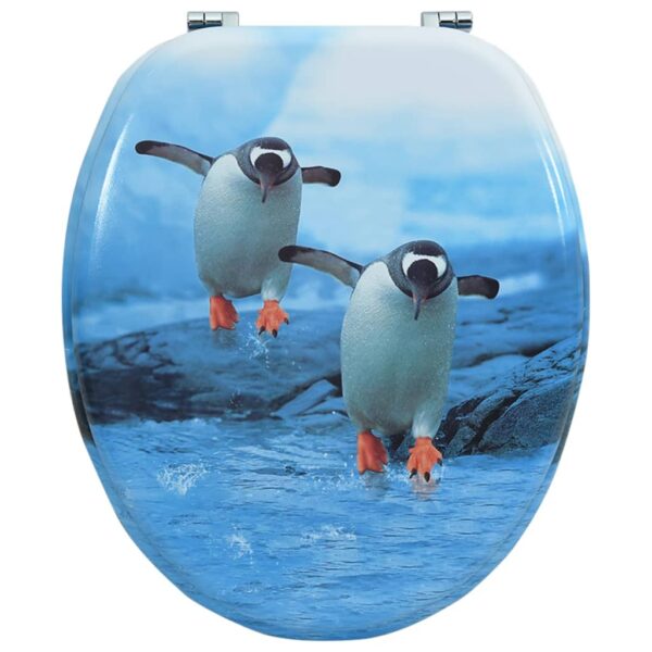 vidaXL WC Toilet Seat with Lid MDF Penguin Design - Image 6