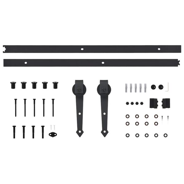 vidaXL Sliding Door SKIEN Hardware Kit 200 cm Steel Black - Image 5