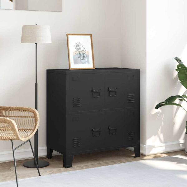 vidaXL Industrial Storage Chest Black 75x40x80 cm Steel - Image 1