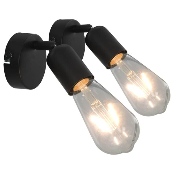 vidaXL Spot Lights 2 pcs with Filament Bulbs 2 W Black E27 - Image 1