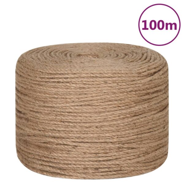 vidaXL Jute Rope 100 m Long 6 mm Thick - Image 2