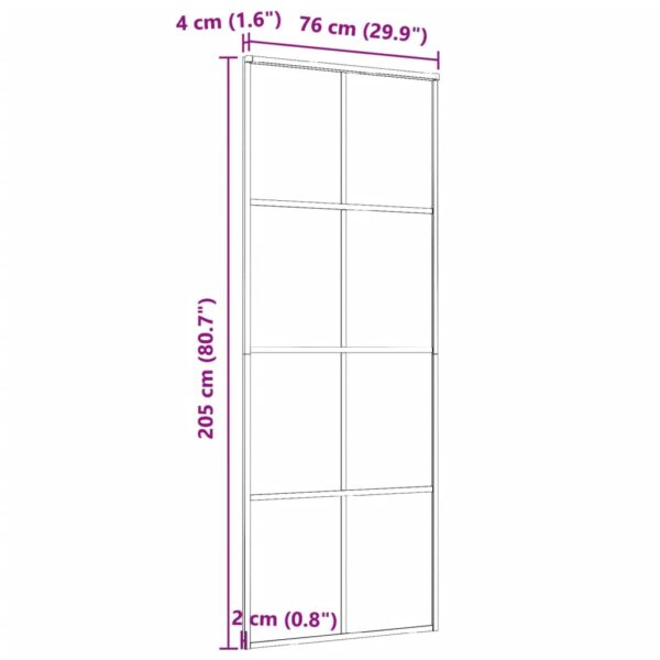 vidaXL Sliding Door Aluminium and ESG Glass 76x205 cm Black - Image 6