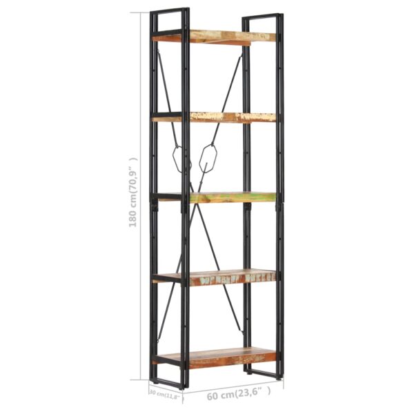 vidaXL 5-Tier Bookcase 60x30x180 cm Solid Reclaimed Wood - Image 7