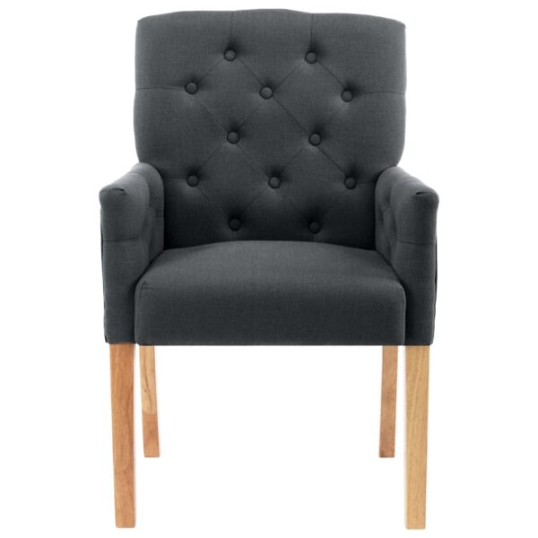 vidaXL Dining Chair with Armrests Grey Fabric - Image 3
