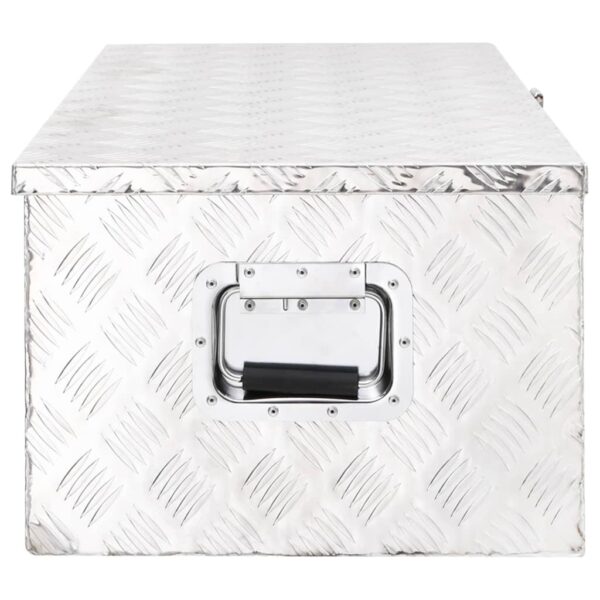 vidaXL Storage Box Silver 90x47x33.5 cm Aluminium - Image 3