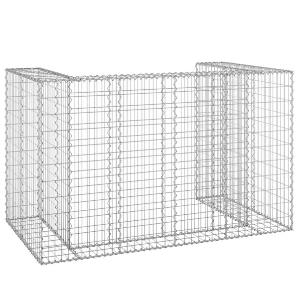 vidaXL Gabion Wall for Garbage Bins Galvanised Steel 180x100x110 cm - Image 5