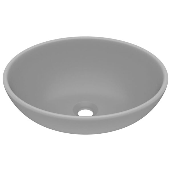 vidaXL Luxury Basin Oval-shaped Matt Light Grey 40x33 cm Ceramic - Image 2