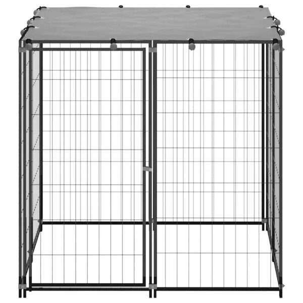 vidaXL Dog Kennel Black 110x110x110 cm Steel - Image 2