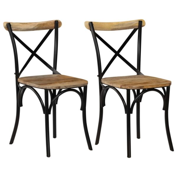 vidaXL Cross Chairs 2 pcs Black Solid Mango Wood - Image 1