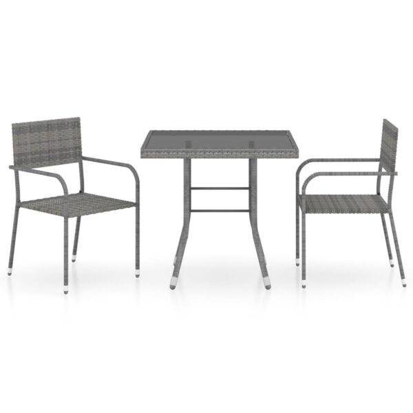vidaXL 3 Piece Garden Dining Set Poly Rattan Anthracite & Grey - Image 2
