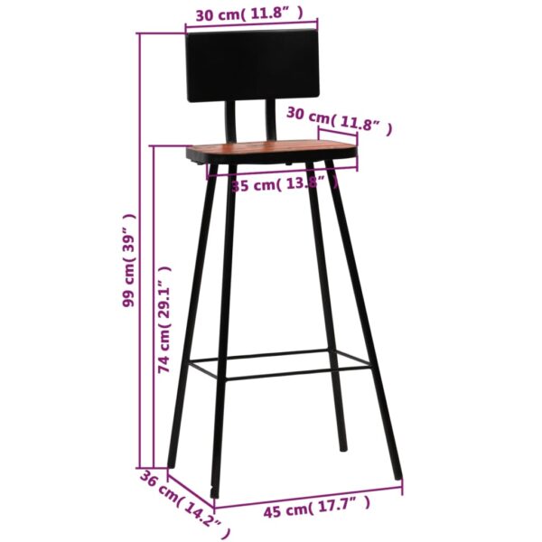 vidaXL Bar Chairs 4 pcs Solid Reclaimed Wood - Image 12