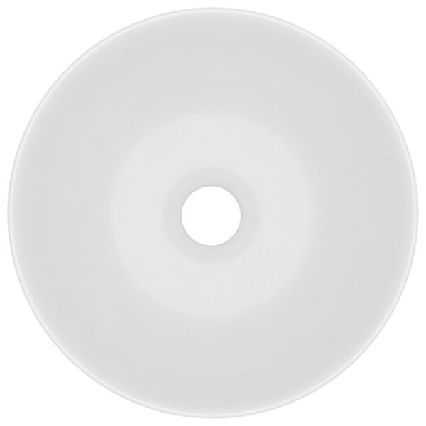 vidaXL Bathroom Sink Ceramic Matt White Round - Image 4