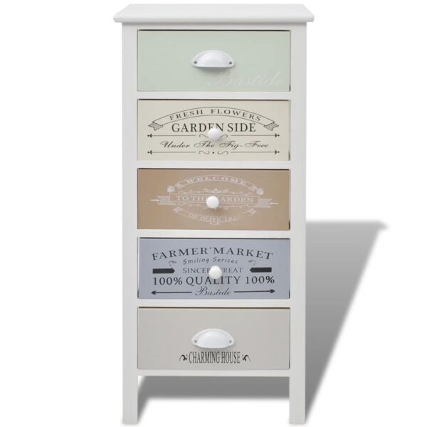 vidaXL French Storage Cabinet 5 Drawers Wood - Image 4