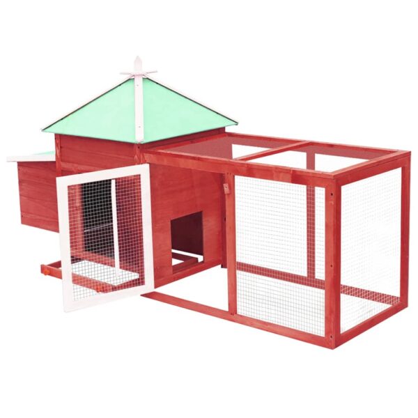 vidaXL Chicken Coop with Nest Box Red 190x72x102 cm Solid Firwood - Image 3