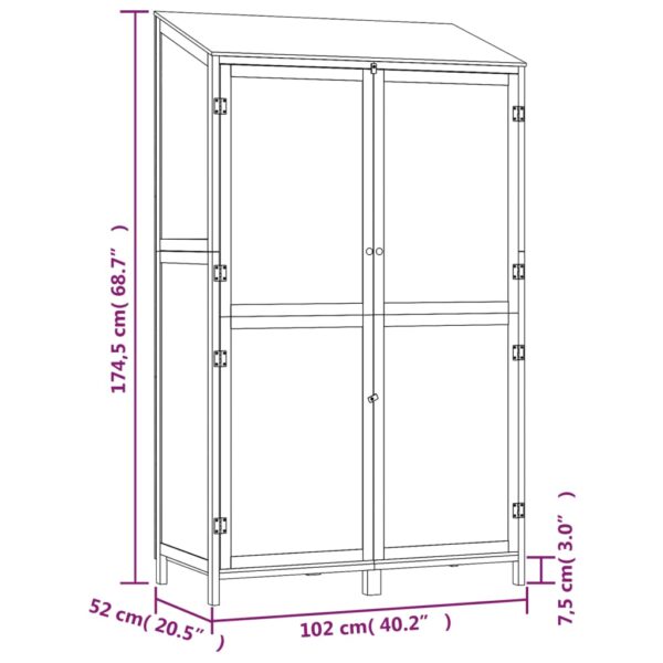 vidaXL Garden Shed Anthracite 102x52x174.5 cm Solid Wood Fir - Image 8
