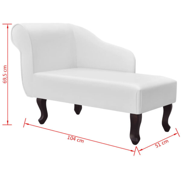 vidaXL Chaise Longue White Faux Leather - Image 6