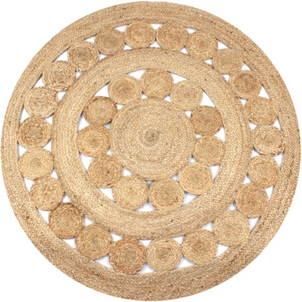 vidaXL Area Rug Braided Design Jute 120 cm Round - Image 1