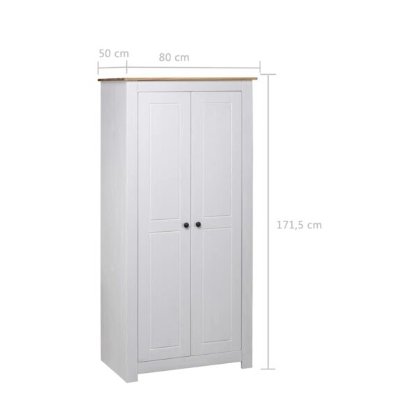 vidaXL Wardrobe White 80x50x171.5 cm Solid Pine Panama Range - Image 7