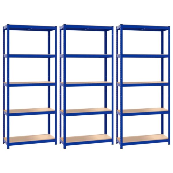 vidaXL 5-Layer Shelves 3 pcs Blue Steel and Engineered Wood - Image 2