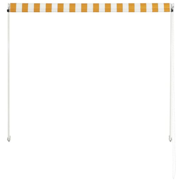 vidaXL Retractable Awning 150x150 cm Yellow and White - Image 5