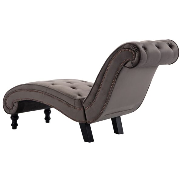 vidaXL Chaise Lounge Grey Velvet - Image 4
