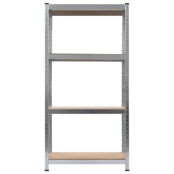 vidaXL 4-Layer Shelves 2 pcs Silver Steel&Engineered Wood - Image 6