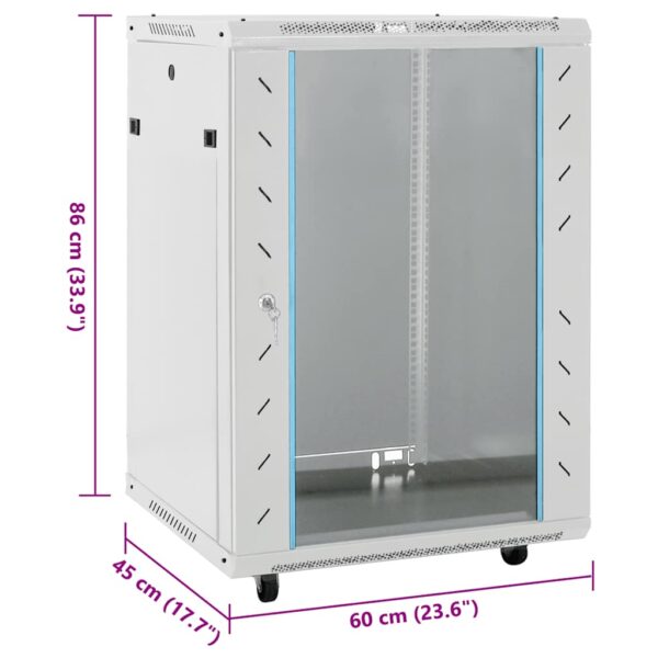 vidaXL 15U Network Cabinet with Swivel Feet 19" IP20 60x45x86 cm - Image 8
