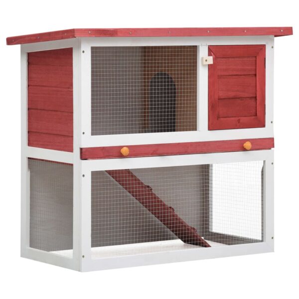 vidaXL Outdoor Rabbit Hutch 1 Door Red Wood - Image 1