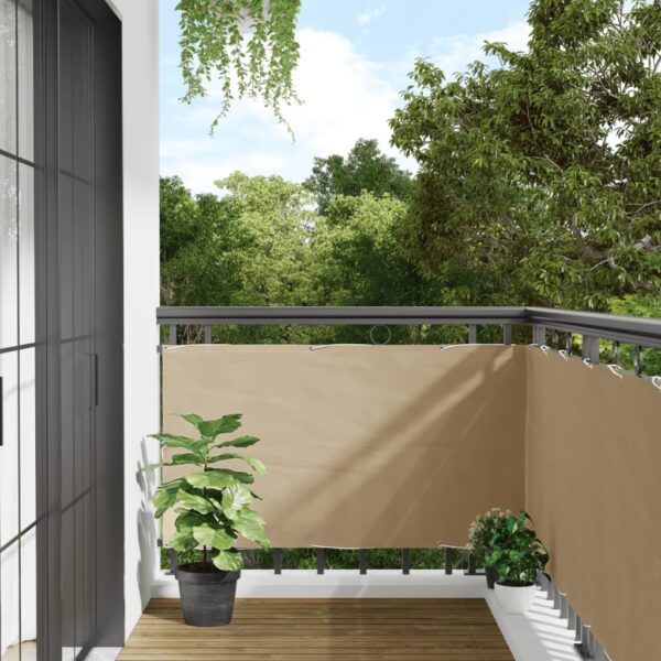 vidaXL Balcony Screen Beige 75x500 cm Oxford Fabric - Image 1