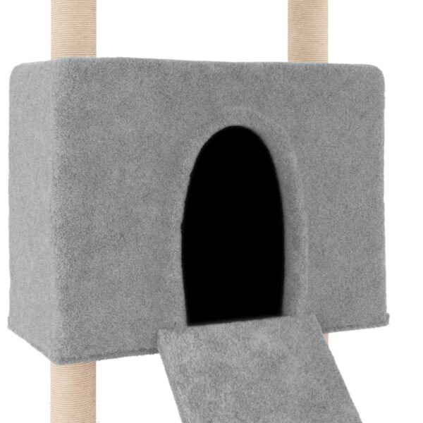 vidaXL Cat Tree with Sisal Scratching Posts Light Grey 153 cm - Image 6