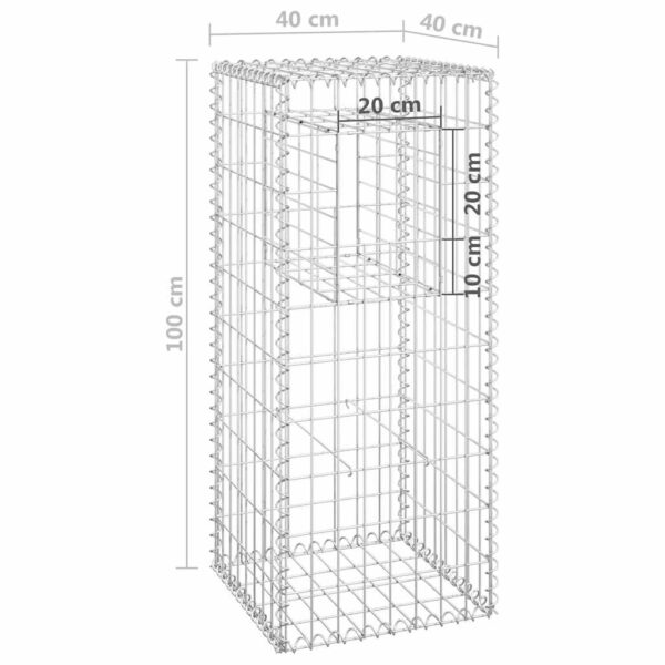 vidaXL Gabion Basket Posts 2 pcs 40x40x100 cm Iron - Image 7