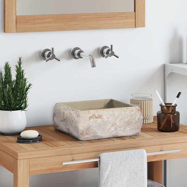 vidaXL Sink Cream 30x30x13 cm Marble - Image 1