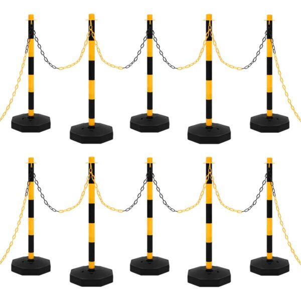 vidaXL Chain Post Set with 10 m Plastic Chain - Image 1