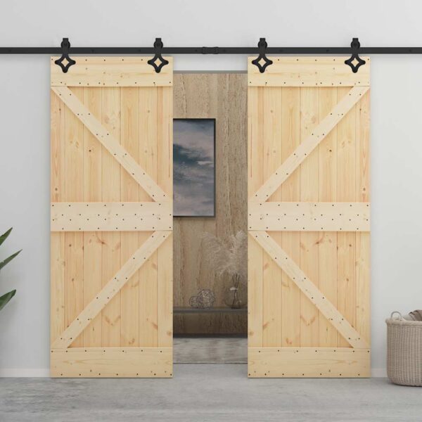 vidaXL Sliding Door with Hardware Set 80x210 cm Solid Pine Wood - Image 11