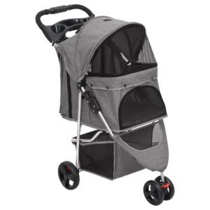vidaXL Folding Dog Stroller Grey 80x46x98 cm Oxford Fabric