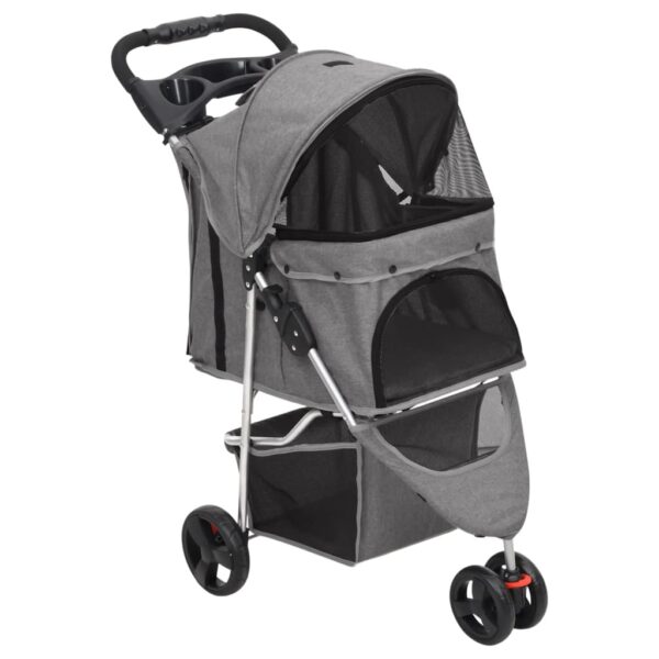 vidaXL Folding Dog Stroller Grey 80x46x98 cm Oxford Fabric - Image 1