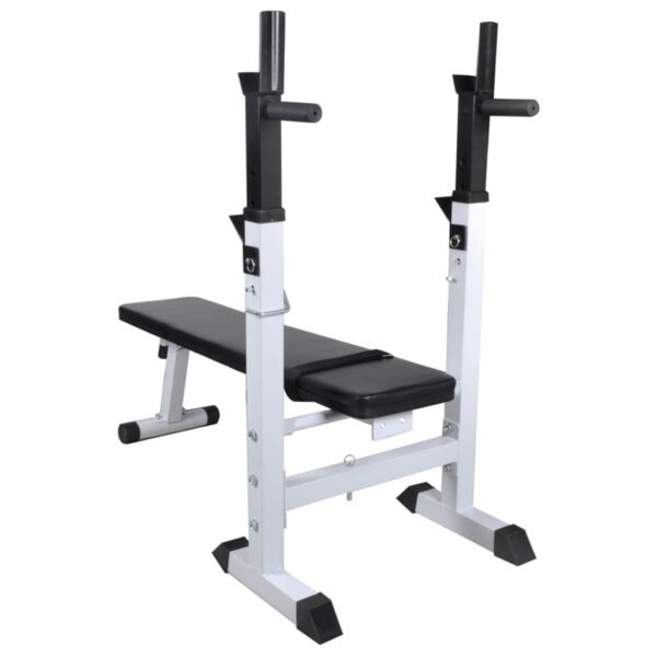 vidaXL Workout Bench with Weight Rack Barbell and Dumbbell Set 60.5kg - Image 4